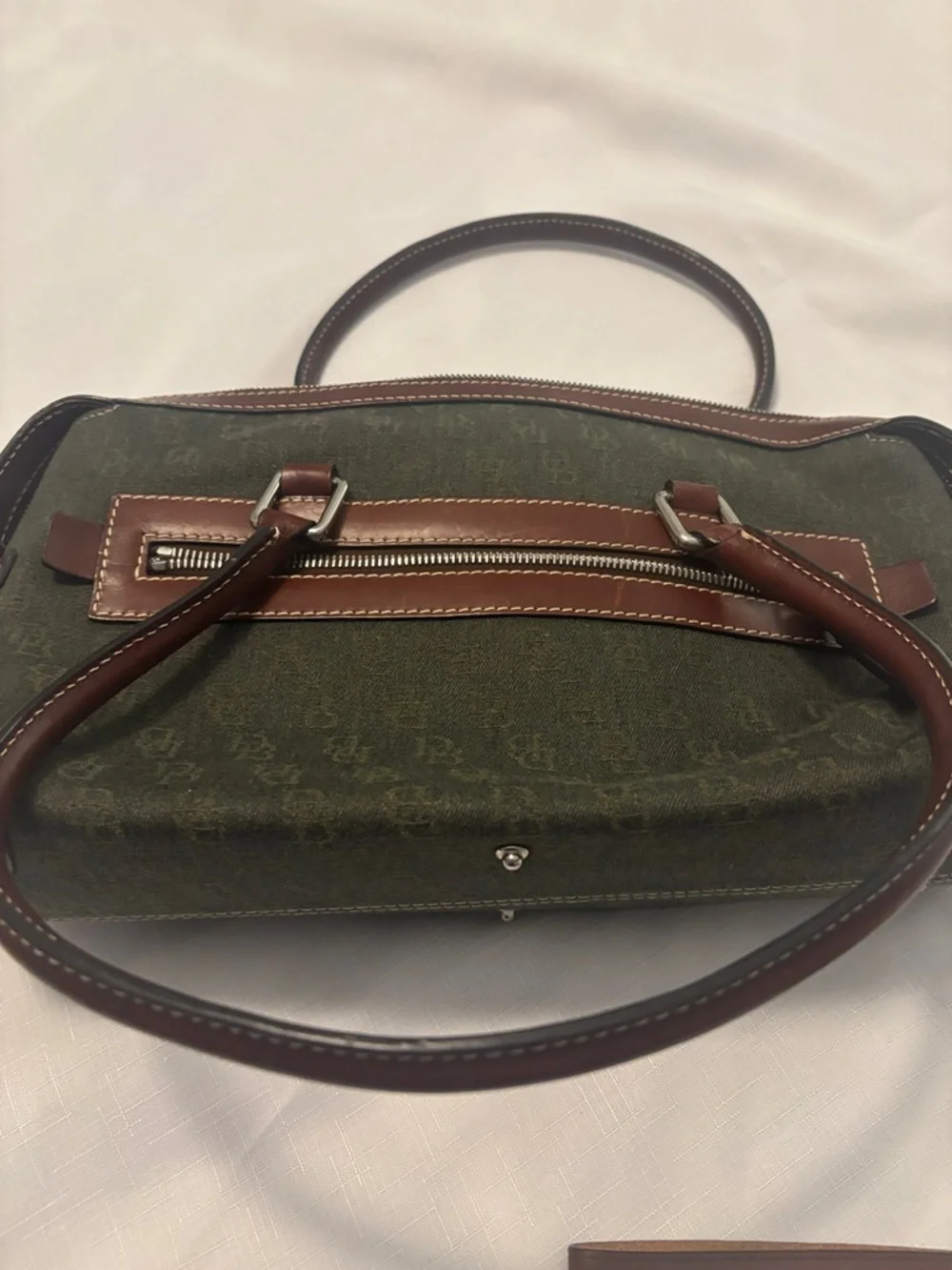 VTG Dooney & Bourke Rich Avocado Double Pocket Satchel & wallet leather trim - Picture 5 of 14
